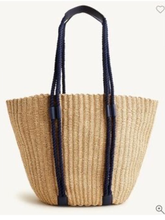 J. Crew Handbags - J. Crew city market tote bag navy blue leather handles